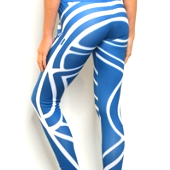 LEGGINGS 😍FABRIC & FABRIC Blue Abstract Leggings🐱 - Picture 2 of 3